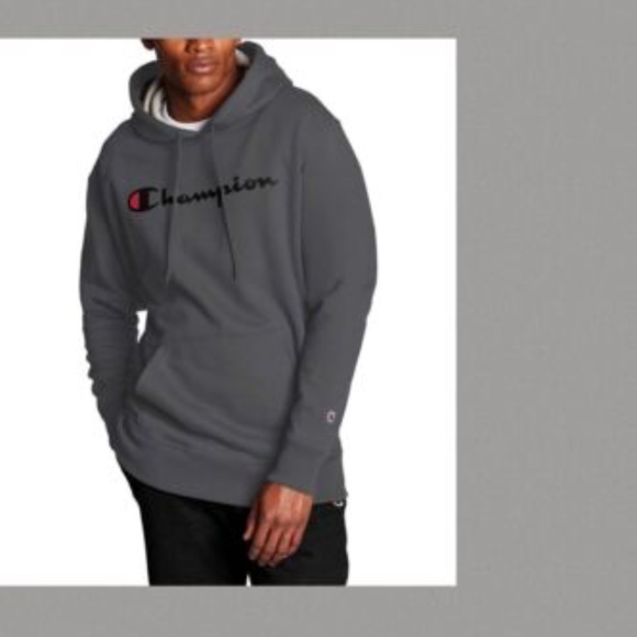 CHAMPION MEN'S "GRANITE HEATHER KANGAROO POCKET POWERBLEND HOODIE~FRONT LOGO~XL - Picture 4 of 6